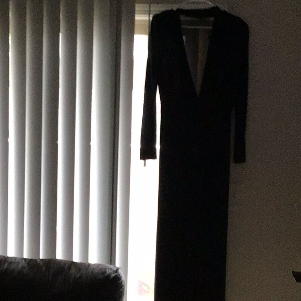 Black V neck dress